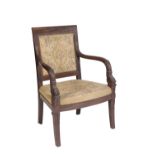 RESTAURATION STYLE MAHOGANY LIBRARY ARMCHAIR