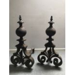 LARGE PAIR OF IRON ANDIRONS