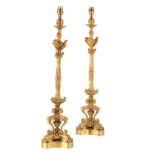 PAIR OF GILT BRONZE TABLE LAMPS