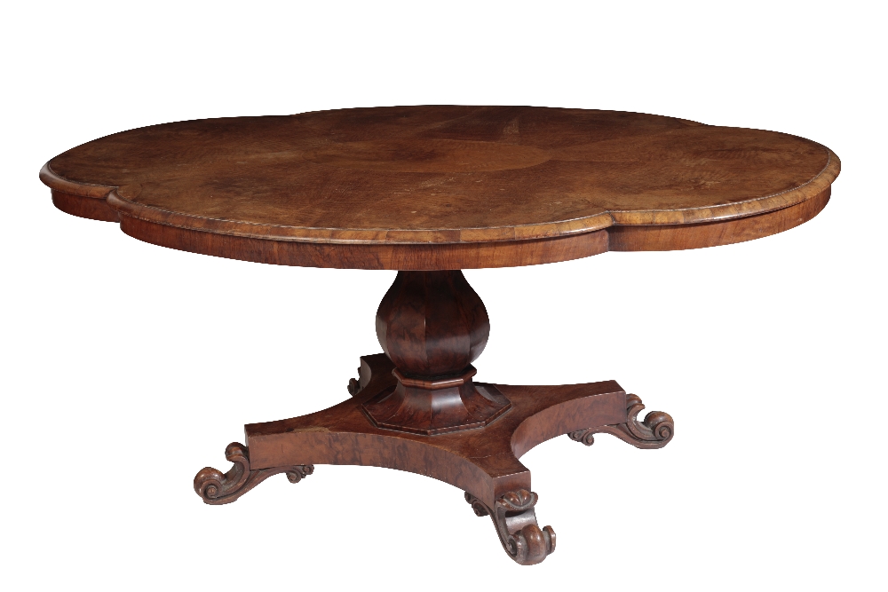 GEORGE IV/WILLIAM IV BURR WOOD CENTRE TABLE