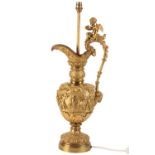 A CONTINENTAL GILT BRONZE TABLE LAMP IN RENAISSANCE REVIVAL TASTE,