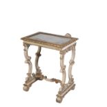 19TH CENTURY CONTINENTAL GILT WOOD AND PAINTED OCCASIONAL TABLE