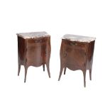 PAIR OF LOUIS XV STYLE KINGWOOD AND BRECHE VIOLETTE MARBLE NIGHT STANDS