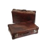 TWO LARGE LEATHER SUITCASES