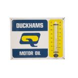 DUCKHAMS ORIGINAL ENAMEL SIGN WITH THERMOMETER