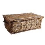 WICKER AND METAL BOUND TRAVELLING TRUNK