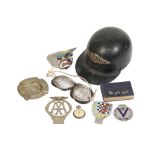 COLLECTION OF AUTOMOBILIA TO INCLUDE A VINTAGE FRAZER NASH HELMET