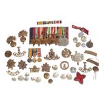 A COLLECTION OF WW2 MEDALS AND VARIOUS PIECES OF MILITARY INSIGNIA