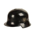 A GERMAN MILITARY FIRE HELMET