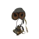 MILITARY CANVAS AND LEATHER EAR MUFF FLYING HELMET