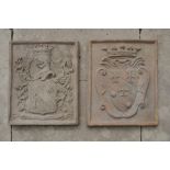 A PAIR OF ITALIAN TERACOTTA ARMORIAL PLAQUES