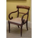 A REGENCY MAHOGANY ELBOW CHAIR, CIRCA 1815