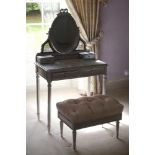 A LOUIS XVI STYLE DRESSING TABLE AND STOOL