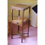 A MATCHED PAIR OF LATE GEORGE III MAHOGANY BEDSIDE TABLES