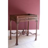 A GEORGE III STYLE MAHOGANY SILVER TABLE OF CHIPPENDALE DESIGN