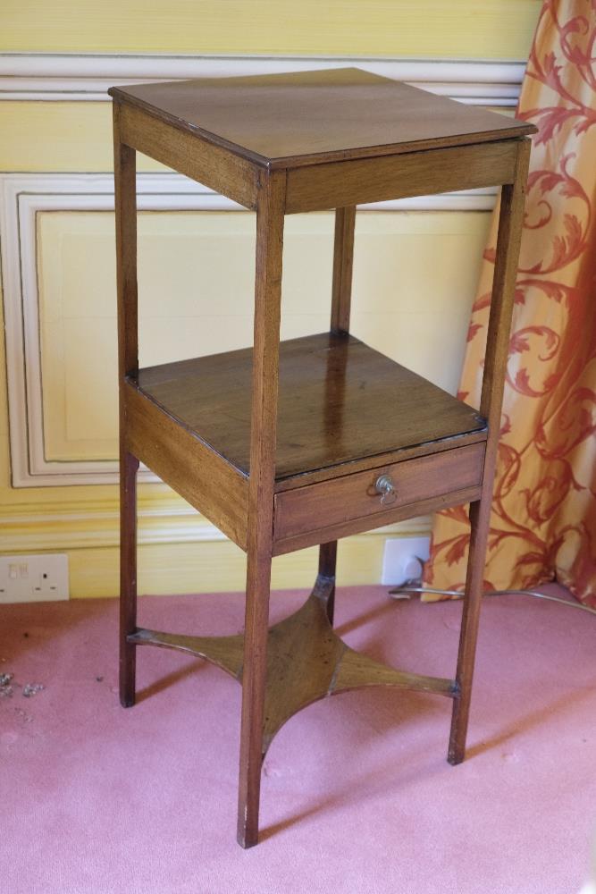 A MATCHED PAIR OF LATE GEORGE III MAHOGANY BEDSIDE TABLES - Image 2 of 2