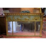 A REGENCY STYLE GILTWOOD OVERMANTEL MIRROR