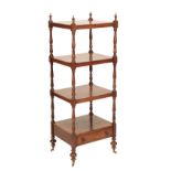 A LATE GEORGE III STAINED HARWOOD ETAGERE,