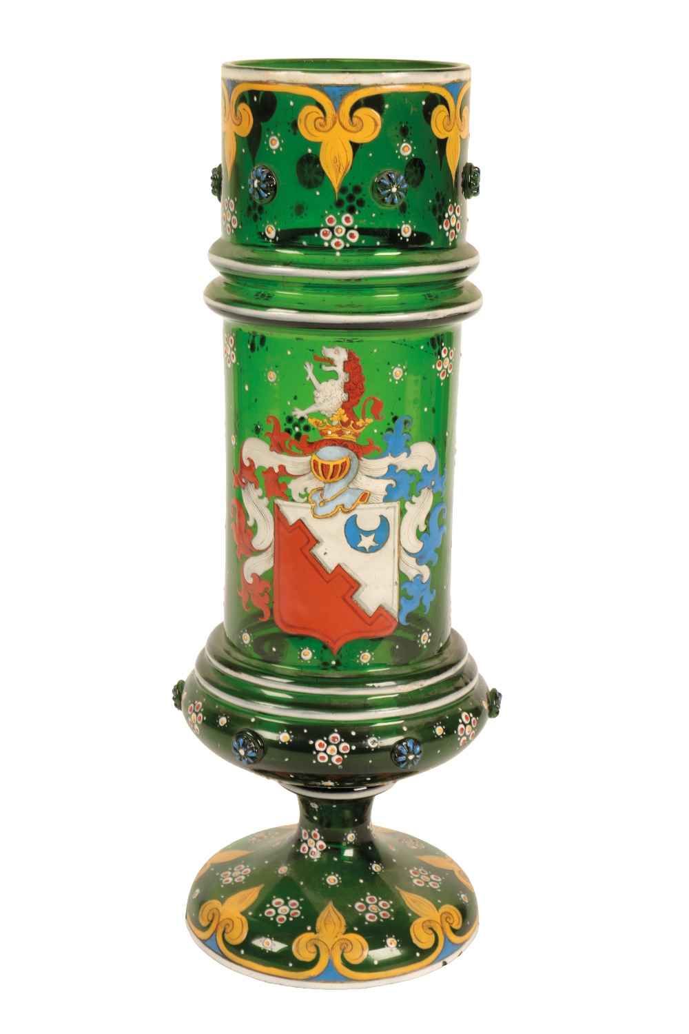 A BOHEMIAN ARMORIAL GLASS VASE