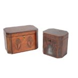 TWO LATE GEORGE III TEA CADDIES,