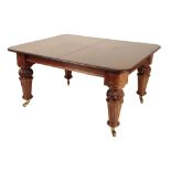 A VICTORIAN MAHOGANY EXTENDING DINING TABLE,