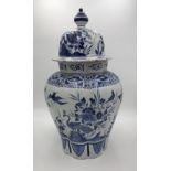 A LARGE DUTCH DELFTWARE BLUE AND WHITE VASE