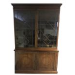 A VICTORIAN MAHOGANY AND GLAZED CABINET BOOKCASE,