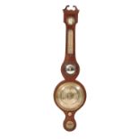 A LATE GEORGE III MAHOGANY WHEEL BAROMETER,