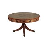 A LATE GEORGE III MAHOGANY DRUM TABLE,