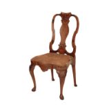A QUEEN ANNE OR GEORGE I WALNUT SIDE CHAIR,