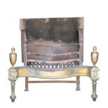 A GEORGE III WROUGHT IRON AND BRASS MOUNTED FIREGRATE,