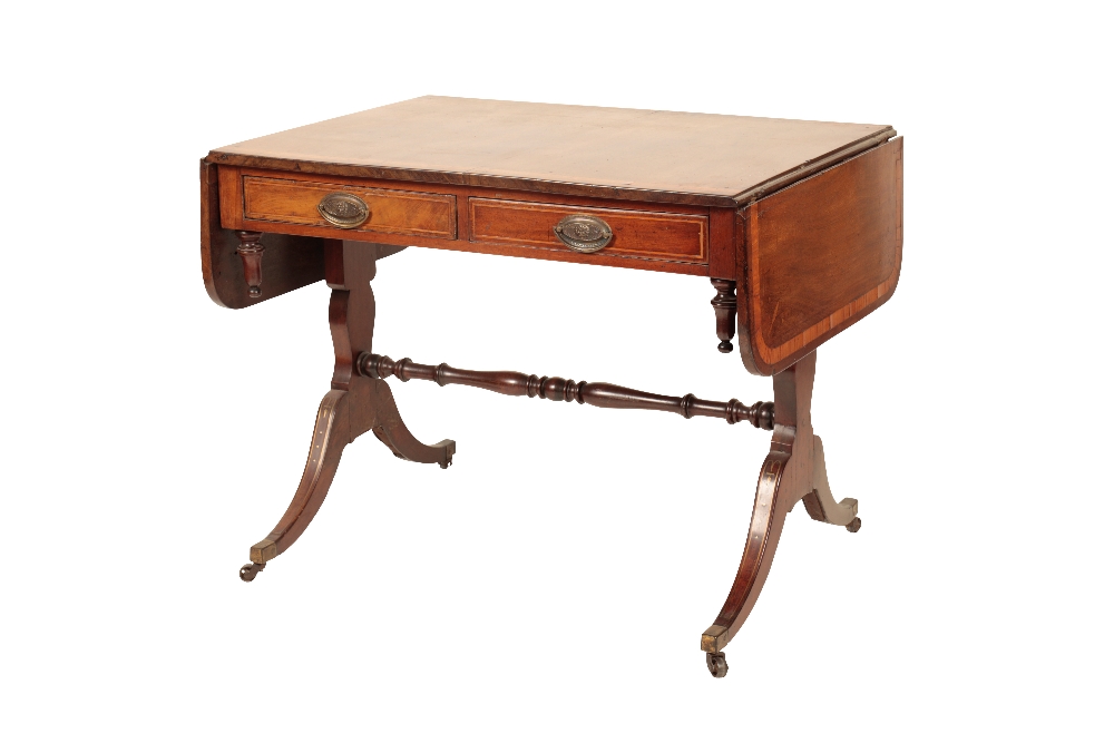 A GEORGE IV MAHOGANY AND CROSSBANDED SOFA TABLE,