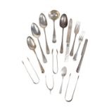 A SELECTION OF HALLMARKED SILVER FLATWARE,