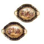 A PAIR OF SEVRES OVAL CARTOUCHE TRAYS