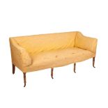 A GEORGE III MAHOGANY AND UPHOLSTERED SOFA,