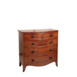 A GEORGE III MAHOGANY BOW FRONT CHEST OF DRAWERS,