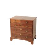 A GEORGE III MAHOGANY AND CROSSBANDED CHEST OF DRAWERS,
