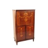 A DUTCH WALNUT AND MARQUETRY SECRETAIRE A ABBATANT,