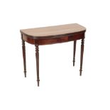 A REGENCY MAHOGANY DEMI-LUNE TEA TABLE,