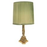 A VICTORIAN CAST BRASS TABLE LAMP,