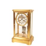 A VICTORIAN FRENCH FOUR GLASS MANTEL CLOCK