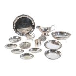 A GROUP OF CONTINENTAL SILVER COLOURED ITEMS,