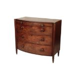 A REGENCY MAHOGANY BOWFRONT CHEST OF DRAWERS,
