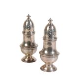 A PAIR OF SILVER SUGAR CASTERS BY MAPPIN & WEBB,