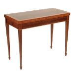 A ROSEWOOD AND SATINWOOD BANDED FOLDING CARD TABLE IN GEORGE III STYLE,