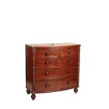 A VICTORIAN MAHOGANY BOWFRONT CHEST OF DRAWERS,