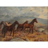 ATTRIBUTED TO HERBERT ATKINSON (1863-1936) Ponies in a moorland landscape
