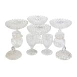 A SET OF FOUR VICTORIAN MOULDED GLASS TAZZAS,