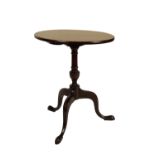 A LATE GEORGE II MINIATURE MAHOGANY TRIPOD TABLE,