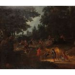 JAN BAPTISTE VAN MEUNINCXHOVE (c.1620 â€“ c.1704) A hunting scene in an extensive landscape